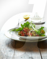 Warmer Rauke–Auberginen–Salat, Rocket Salad Eggplant Salad