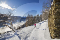 Woman snow hiking