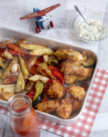 Food for Children: Chicken und Seelachs Nuggets mit Ofengemüse, Chicken and Pollack Nuggets with Vegetables