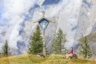 Hiker at the summit of Hochkeil