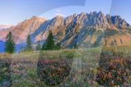 The Mandlwände in autumn shortly after sunrise