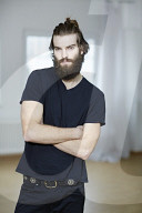 Young Man wearing a black T-Shirt