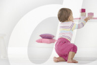 Toddler playing with wooden Blocks