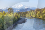 View in the spring from Elsbethen, outskirts of the city of Salzburg