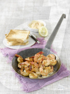 Gebratene Garnelen in der Pfanne, Fried Prawns