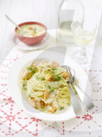 Spaghetti mit Lachs, Spaghetti with Salmon