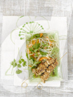 Putenspiesse mit Glasnudel-Möhren-Salat, Turkey Skewers with Chinese Vermicelli Carrot Salad