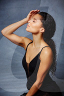 Sporty Woman in a black Dress 