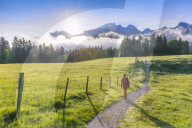 Woman hiking at Sunrise