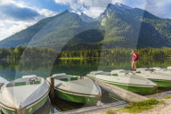 Woman standing on a rental boat 