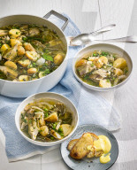 Sizilianischer Frühlingseintopf, Frittedda, Vegetarian sicilian Hotpot