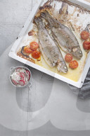 Forelle vom Blech, Trout with Tomatoes