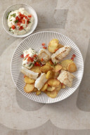 Fisch-Kartoffel-Pfanne, Roast Potatoes with Cod Fish