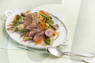 Lammrücken mit buntem Gemüse, Saddle of Lamb with Vegetables