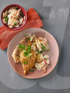 Heilbutt in Sesamkruste mit Rettichsalat, Halibut with Sesame and Radish