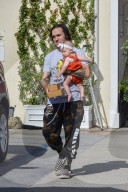 *EXCLUSIVE* Pete Wentz carries daughter Marvel after lunch with the family