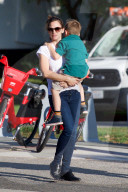 *EXCLUSIVE* Jennifer Garner carries her little man after picking him up from school