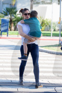 *EXCLUSIVE* Jennifer Garner carries her little man after picking him up from school