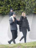 Rosie Huntington Whitely and Jason Statham takes their son Jack for early morning walk as Jason gives their son a piggyback ride in Beverly Hills..