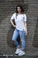 Rebekah Vardy still struggles and feels ‘guilty’ years after sexual abuse as a child. Vardy wears a Mad Girl T-shirt.