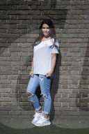 Rebekah Vardy still struggles and feels ‘guilty’ years after sexual abuse as a child. Vardy wears a Mad Girl T-shirt.