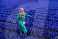 FEATURE - Fotogenes Posieren im blauen Hyazinthen-Feld