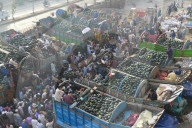 FEATURE - Pakistan: Wassermelonen zum Verkauf auf dem Markt in Lahore