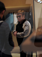 Milan, Elton John and husband David Furnish shopping downtown
