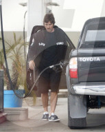 PREMIUM EXCLUSIVE Christian Bale Looks A Bit Disheveled During His Pit Stop At The Gas Pump