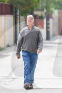 Mark Harmon, 67, is seen visiting a construction site in Culver City.  