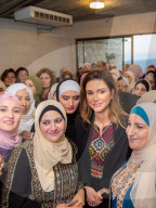 Queen Rania joins a group of women for a Ramadan fast breaking, Iftar, in Ajloun, Jordan on 7 May 2019. 