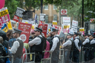 Thousands of people attend a march and rally in Central London against the state visit by President Donald Trump. 4-6-19
