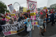 Thousands of people attend a march and rally in Central London against the state visit by President Donald Trump. 4-6-19