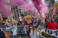 Thousands of people attend a march and rally in Central London against the state visit by President Donald Trump. 4-6-19