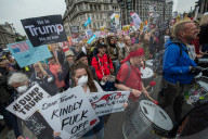 Thousands of people attend a march and rally in Central London against the state visit by President Donald Trump. 4-6-19