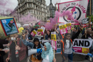 Thousands of people attend a march and rally in Central London against the state visit by President Donald Trump. 4-6-19