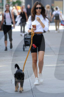 Emily Ratajkowski Takes her dog Colombo for a Walk