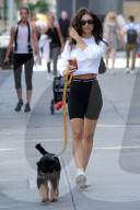 Emily Ratajkowski Takes her dog Colombo for a Walk