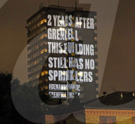 Grenfell Tower projected message