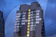 A projection on Frinstead House in west London on the eve of the second anniversary of the Grenfell Tower fire. 