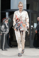 Gigi Hadid leaving Heron Preston show during Paris Fashion Week 2019