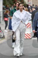 Gigi Hadid leaves the Louis Vuitton Menswear Spring Summer 2020