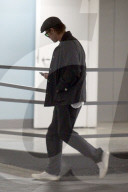 Brad Pitt is pictured as he arrives at an office building in Los Angeles. 