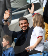 PEOPLE - David Beckham küsst Tochter Harper auf der Tribüne der Frauenfussball-WM