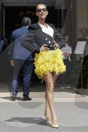 Celine Dion leaving her hotel during Paris Fashion Week 2019