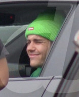 PREMIUM EXCLUSIVE Justin Bieber Sports Bright Green Supreme Beanie While Cruising In His Lambo