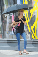 Exclusive-Nicky Hilton Rothschild Braves the Rain in Noho