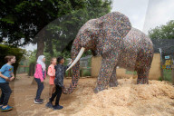FEATURE - Recycling Skulptur: Batteriehersteller Duracell verwertet so viele Batterien wie 68 Elefanten wiegen