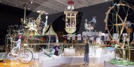 Bonham's Auction of kinetic sculpture 
'A Quiet Afternoon in the Cloud Cuckoo Valley' by Rowland Emett. 
Press photo call 
12th August 2019 
At Bonhams, New Bond Street, London, Great Britain