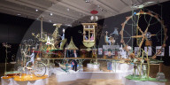 Bonham's Auction of kinetic sculpture 
'A Quiet Afternoon in the Cloud Cuckoo Valley' by Rowland Emett. 
Press photo call 
12th August 2019 
At Bonhams, New Bond Street, London, Great Britain
